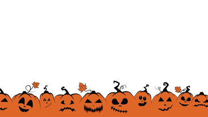 spooky Halloween pumpkin jack o lantern seamless banner vector illustration Halloween party poster