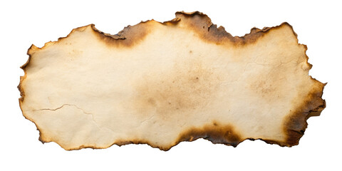 Burnt paper, isolated on transparent png background,