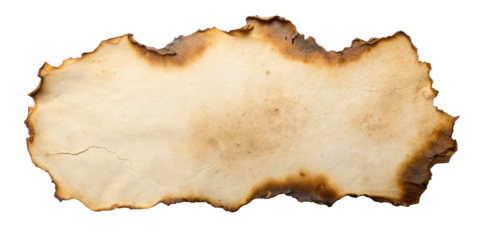 Burnt paper, isolated on transparent png background,