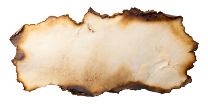 Burnt paper, isolated on transparent png background,