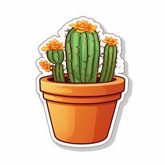 A detailed illustration of a blooming potted cactus perfect for desert-themed and nature-inspired designs.