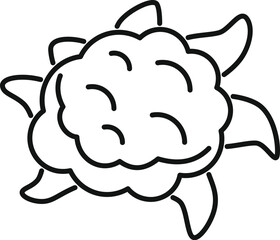 Brain cancer is spreading and growing, shown by a tumor growing larger inside the shape of a turtle shell