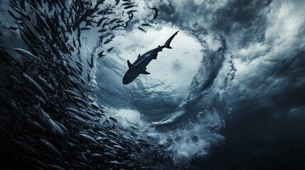 Fototapeta premium Shark and Fish Underwater