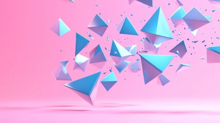 Abstract 3D Geometric Composition with Blue and Pink Colors
