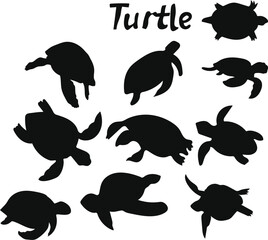 Turtle silhouette set
