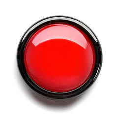 Top view red light round button isolated on white background	