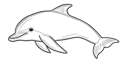 A simple line drawing of a dolphin swimming in the ocean.