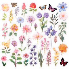 A diverse collection of beautifully illustrated flowers showcasing detailed and vibrant designs.
