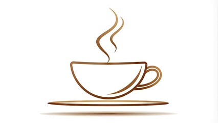 A minimalist illustration of a coffee cup with a simple, curved line design forming the cup's shape, symbolizing warmth and energy in a modern style.