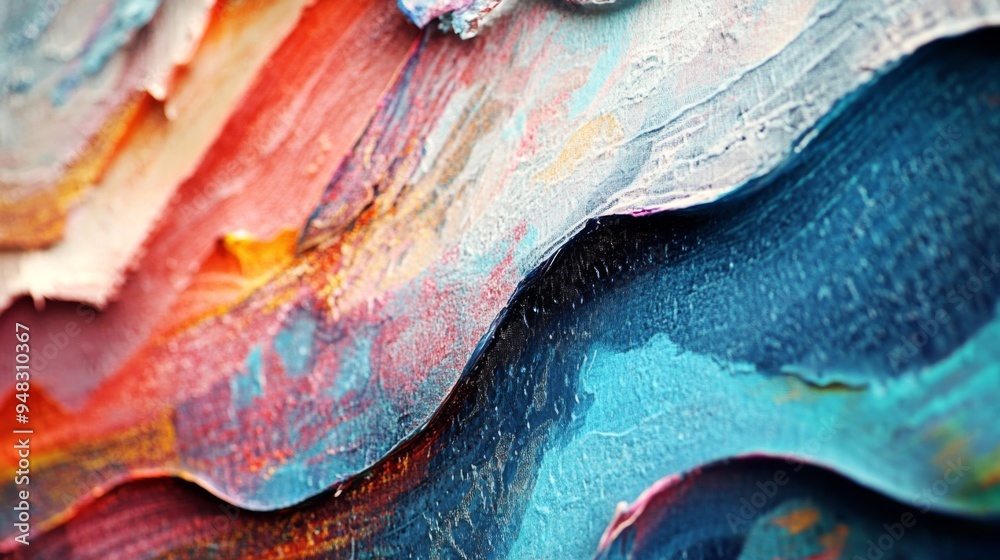Fototapete a close-up of an abstract texture with layers of mixed colors and patterns, giving a sense of depth 