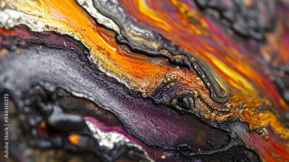 Fototapete a close-up of an abstract texture with layers of mixed colors and patterns, giving a sense of depth 