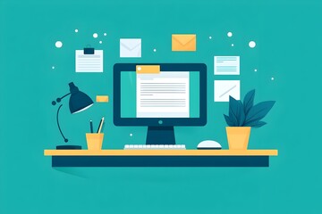 Organized Digital Workspace with Writing Assistant for Efficient Email Drafting