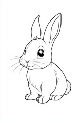 Obraz premium A cute, cartoon bunny rabbit sits with its ears up and a smile on its face.
