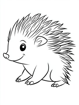recommend clip art: A simple line drawing of a cute cartoon hedgehog.