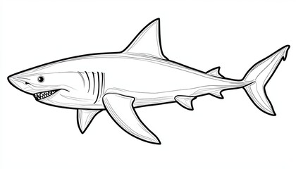 Obraz premium A line drawing of a great white shark.