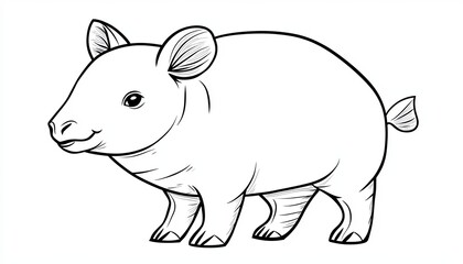 Fototapeta premium A line drawing of a cute piglet.