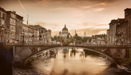 Nostalgic time-travel scene with sepia tones and vintage aesthetics, looking back at different eras with a soft-focus effect.