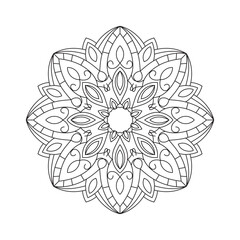 Lineal Flower Mandala. Editable color. Editable background.