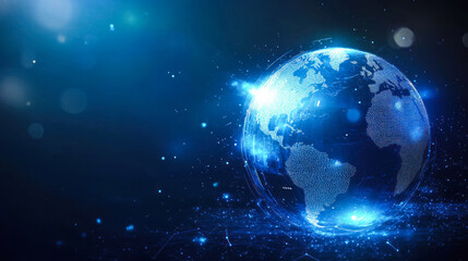 Fototapeta premium Glowing digital earth network with starry background