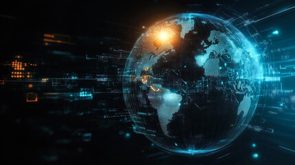 Obraz premium Futuristic Digital Globe With Technological Flair