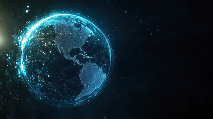 Fototapeta premium A glowing digital globe with intricate data lines.