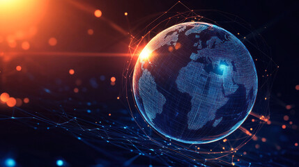 Obraz premium Three-dimensionally illustrated Earth with networks.