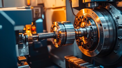 Fototapeta premium CNC Precision in Steel Turbine Manufacturing: High-Resolution Machinery Details