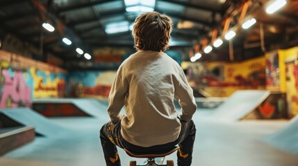 Young skateboarder in a skate park