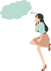 考え事をする女性のイラスト