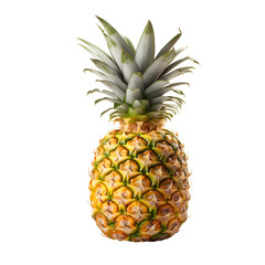 Fototapeta premium A ripe pineapple with a green crown. Isolated on transparent background
