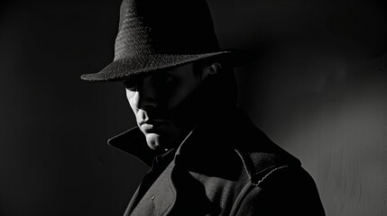 Fototapeta premium black and white portrait of a detective