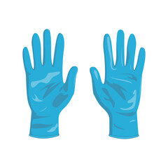 Protective gloves vector illustration. Cartoon blue latex clothing for doctors hands, disposable antibacterial gloves for protection against viruses. Isolated on white background