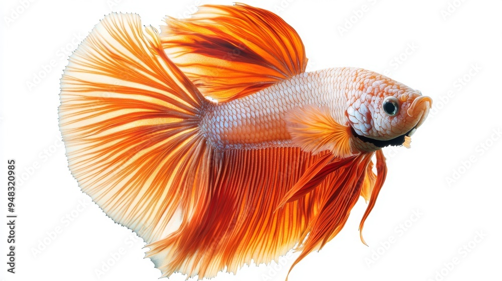 Poster A detailed image of a betta fish with an elaborate fin structure, positioned centrally against a white background to highlight the complexity of its design.