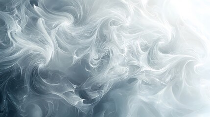 Fototapeta premium Abstract Swirling White Smoke on Grey Background.