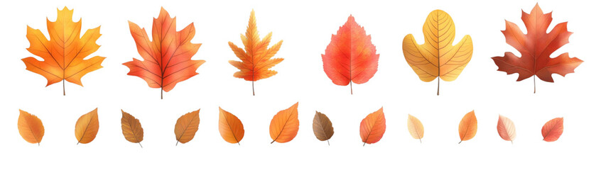 Vibrant autumn leaves in various shapes and colors showcasing the beauty of nature's seasonal transformation.