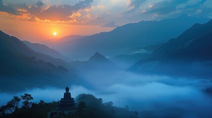 Buddha in the mountains of Tibet