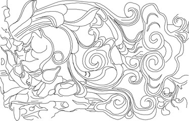 Sketch vector illustration silhouette design drawing ornament decoration painting old classic vintage ethnic traditional ornament