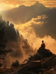 Fototapeta premium Buddha in the mountains of Tibet