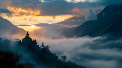 Buddha in the mountains of Tibet