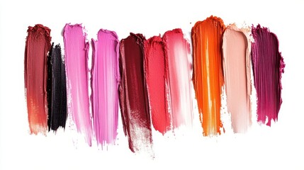 Naklejka premium This assortment features colorful lipstick swatches arranged in a visually appealing way, highlighting various shades and textures