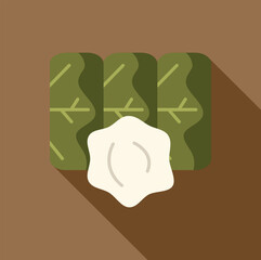 This flat icon design depicts a traditional middle eastern dolma dish, perfect for food bloggers and menu designers