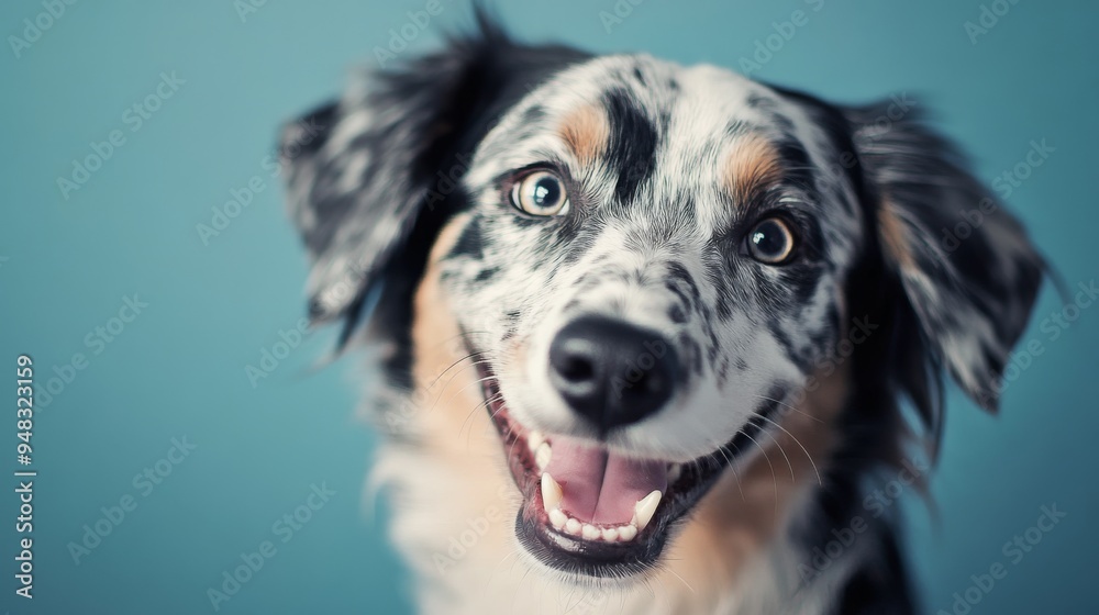 Poster a detailed shot of a dog with a distinctive and adorable expression, such as a tilt of the head or a