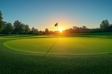 Obraz premium Golf Course At Sunset