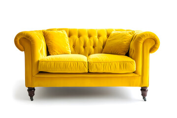 Fototapeta premium Modern yellow sofa isolated on white background