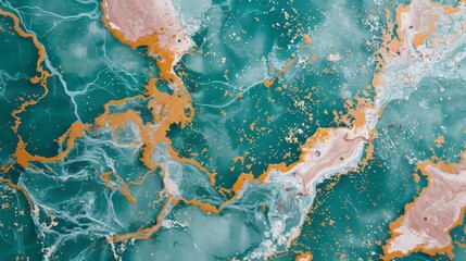 Psychedelic velvet waves in seafoam and coral colors created by generative ai artistry