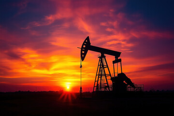 Oil Well At Sunset