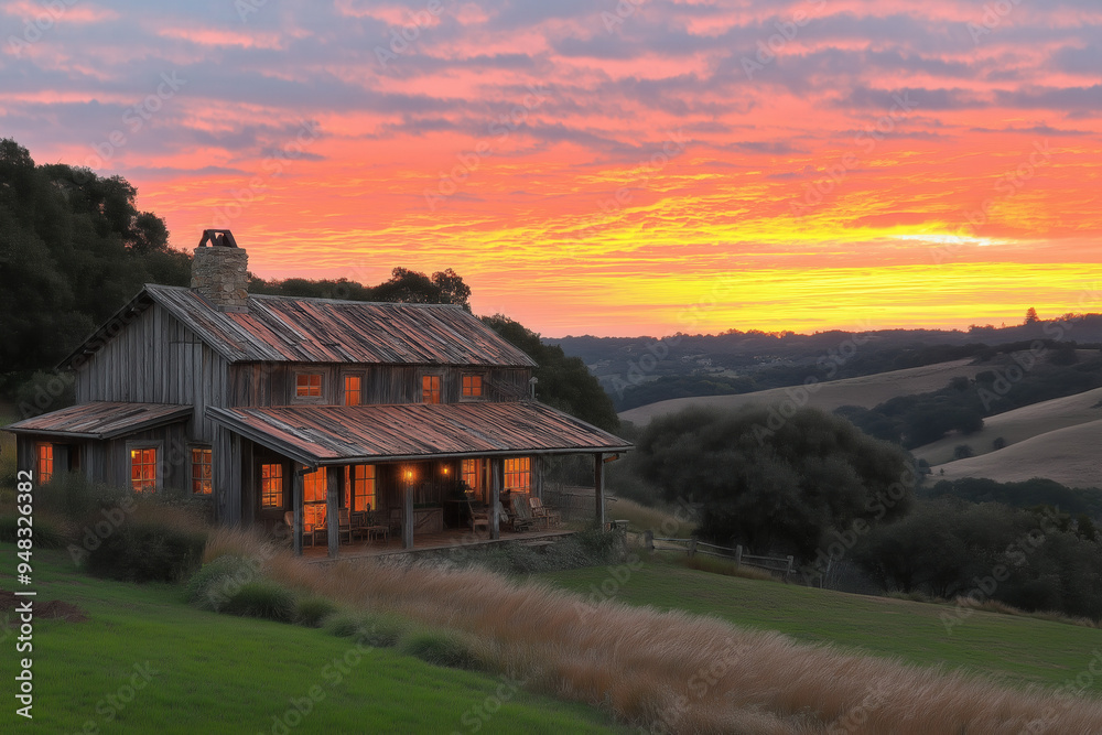 Sticker ranch at sunset