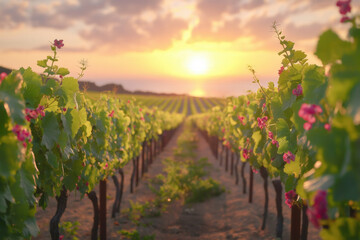 Naklejka premium Vineyard Sunset
