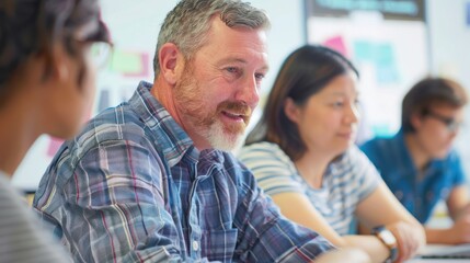 Obraz premium An adult learner practicing new skills during a hands-on training session