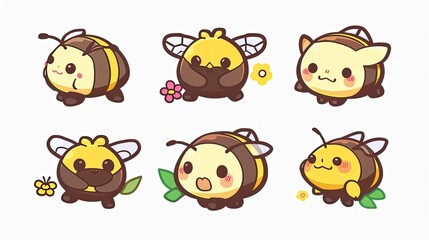A set of cute cartoon bee 